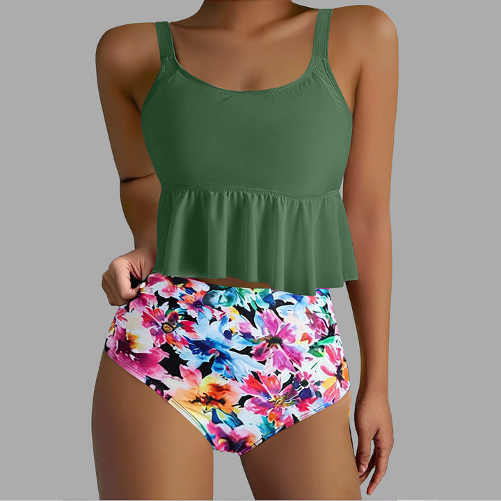 Damen Tankini-Set mit floralen Akzenten und Rüschen Drune