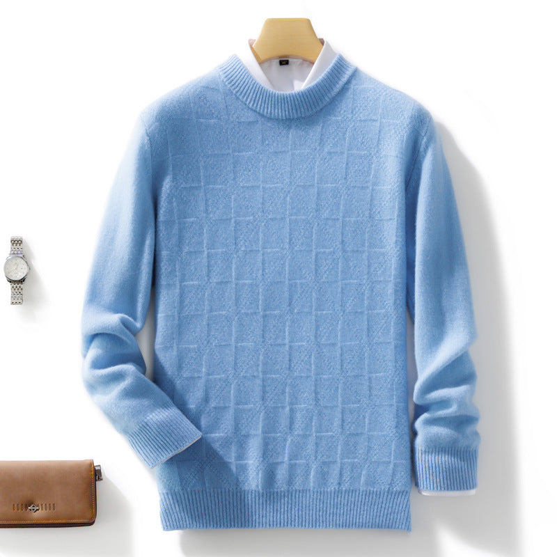 Herren Feiner Rollkragenpullover mit dezenter Quadratstruktur aus Kaschmir‑Mix Drune