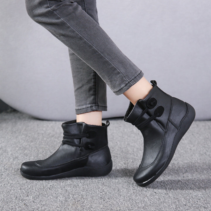 Damen modische Winterstiefeletten mit modernem Schnürdesign und rutschfester Sohle Drune