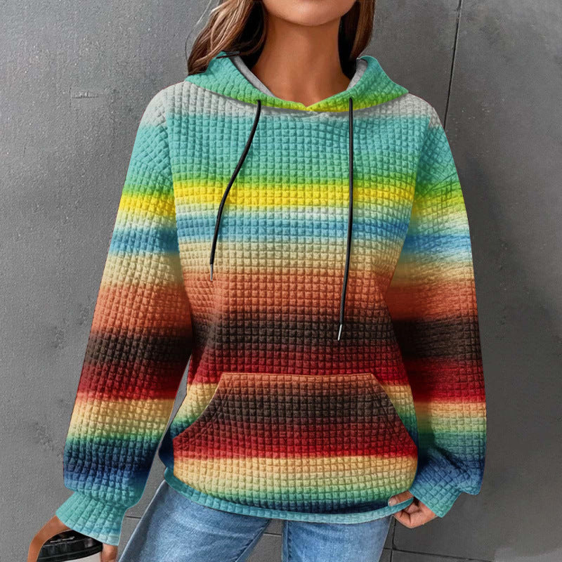 Damen Modischer Kapuzenpullover im Karodesign Drune