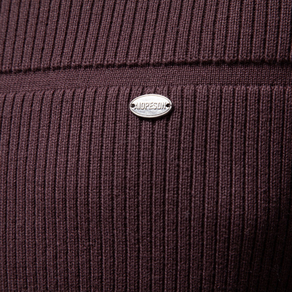 Herren Gestrickter Rundhals-Pullover mit Stepp-Optik und Rippbündchen Drune
