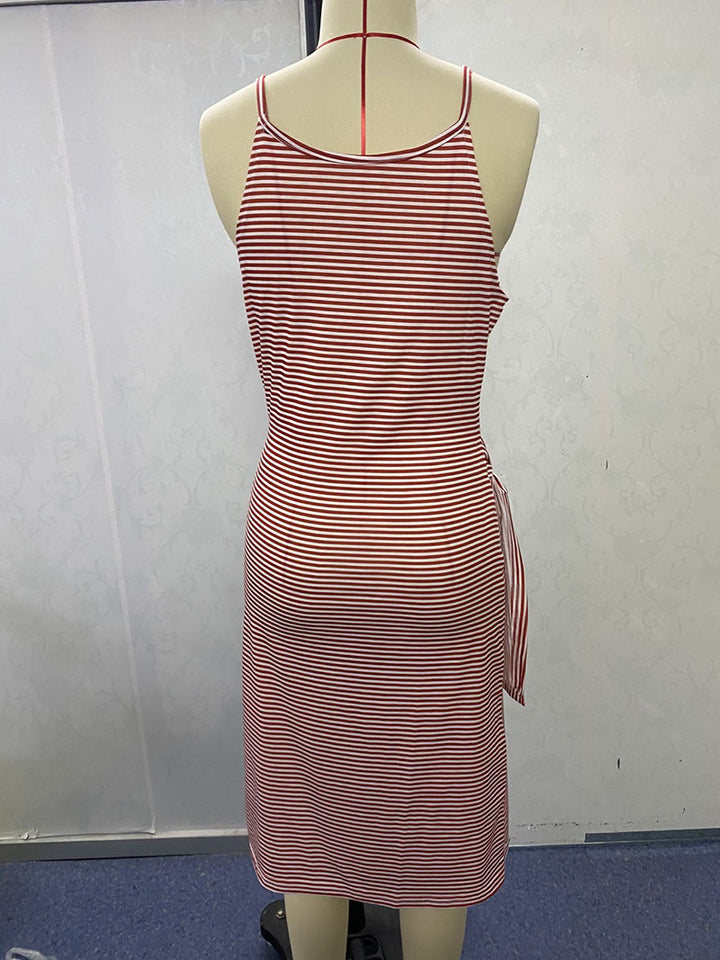Damen Wickelkleid mit auffälligem Streifenmuster und taillierter Silhouette Drune