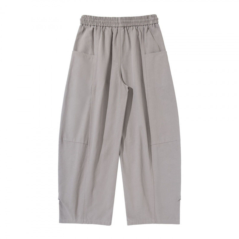 Damen Weite Cropped-Hose mit Tunnelzugbund, Ballon-Silhouette und aufgesetzten Taschen Drune