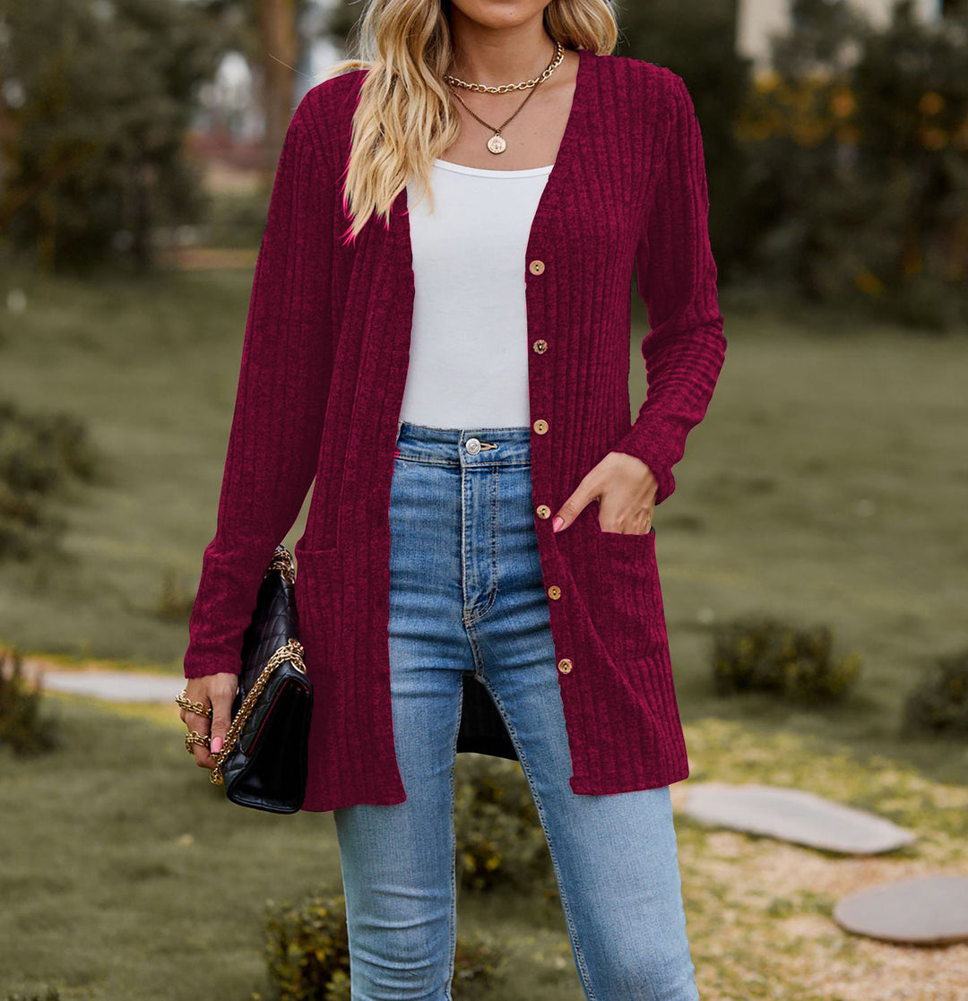 Damen Strickjacke mit langen Ärmeln und praktischen Taschen Drune