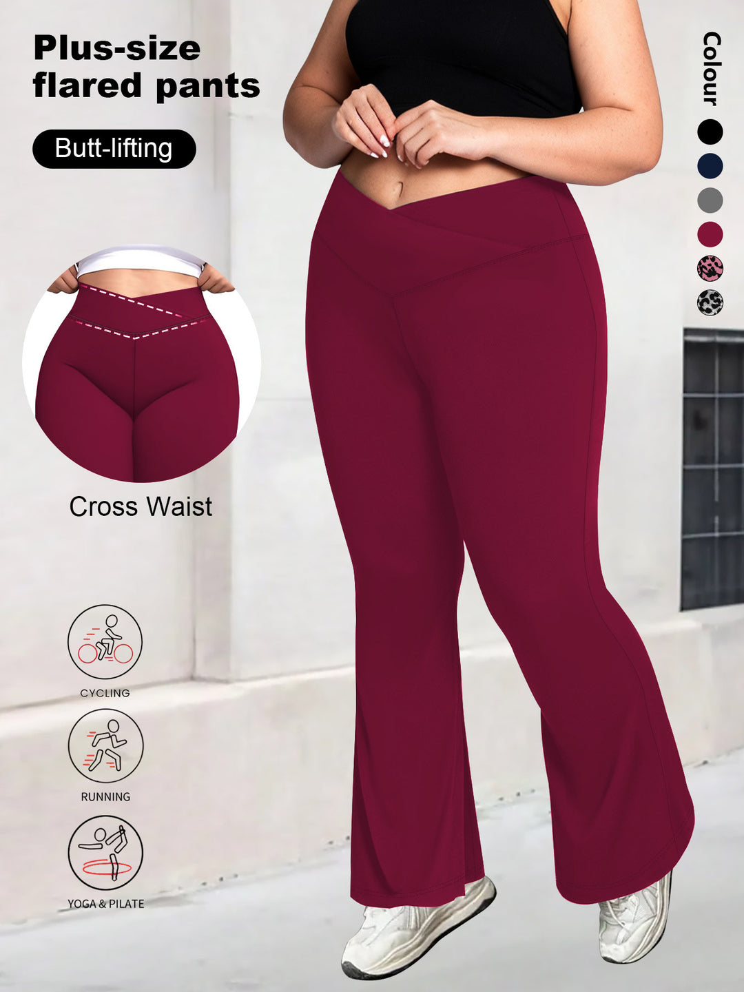 Damen taillenhohe Shaping Bootcut-Leggings mit Bauchkontrolle und 4-Wege-Stretch Drune