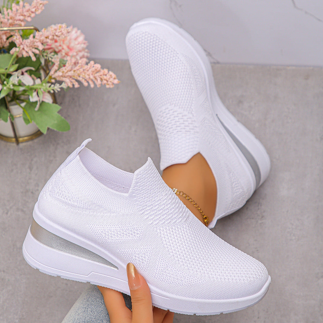 Damen Komfortable Wedge-Sneaker aus atmungsaktivem Strickmaterial Drune