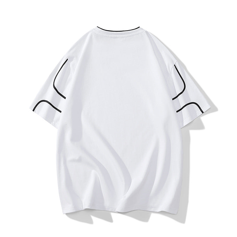 Herren Oversize-T-Shirt aus Baumwollmix mit Kontrastpaspelierung und Dropped-Shoulder Drune