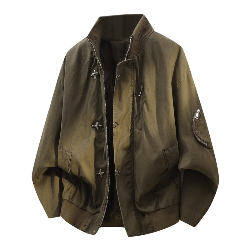 Herren Oversize Bomberjacke im Utility-Look mit Stehkragen, Mehrfach-Reißverschlüssen & Ärmeltasche Drune