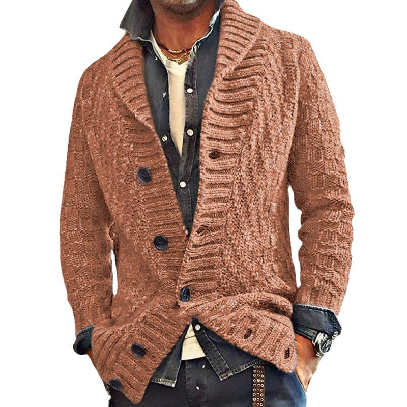 Herren Strickjacke mit großem Schalkragen und strukturiertem Design Drune