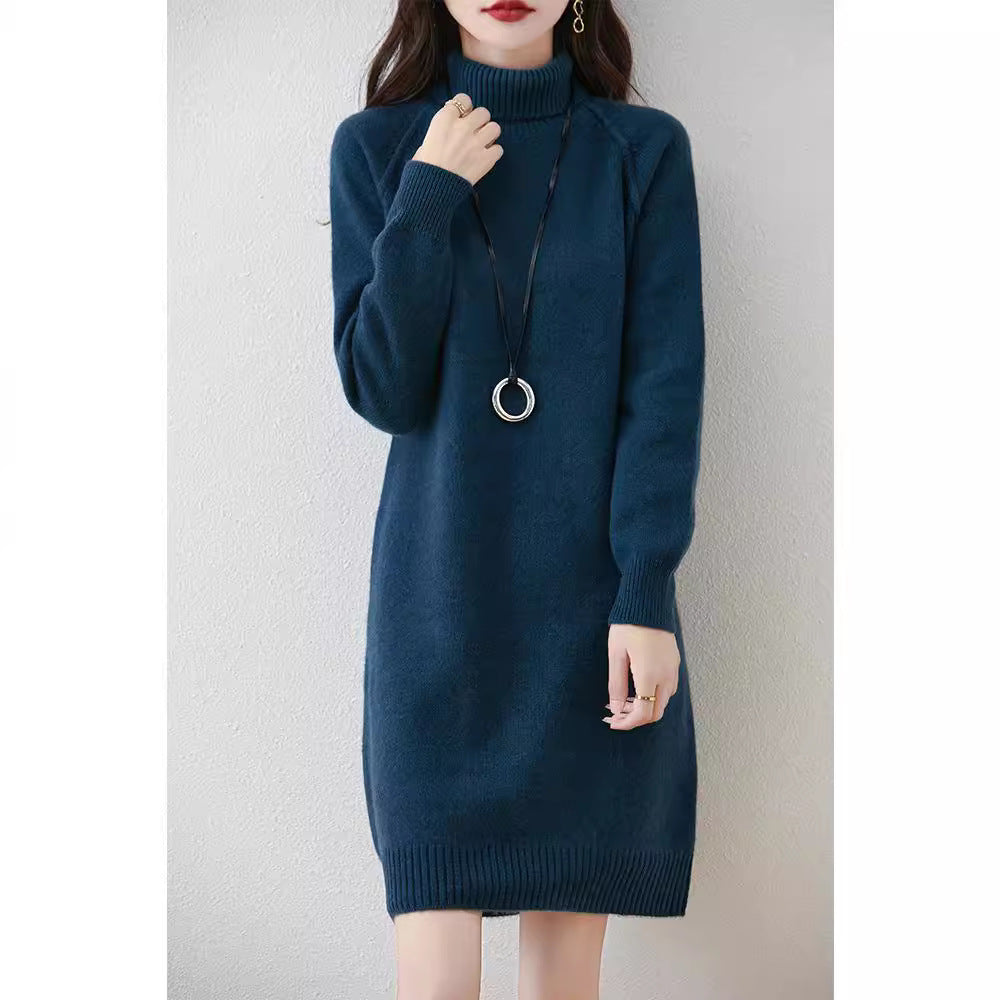 Damen Strickkleid mit hohem Kragen und weichem Material Drune