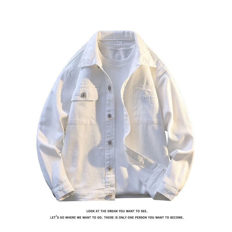 Herren Leichte Overshirt-Jeansjacke mit Brusttaschen und geradem Schnitt Drune