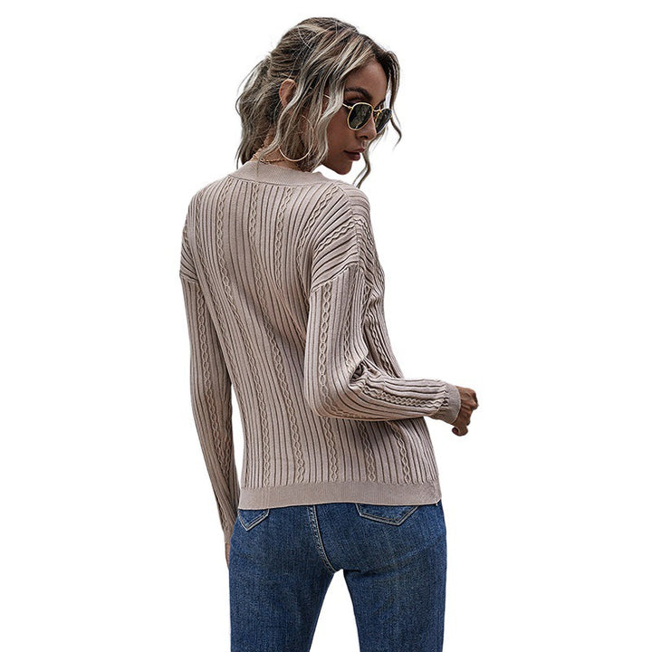 Damen Modischer V-Ausschnitt Pullover Drune