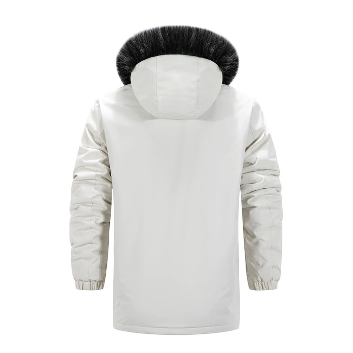 Herren Langer Thermo-Parka mit Kapuze, Logo-Innenfutter und Multifunktions-Taschen Drune