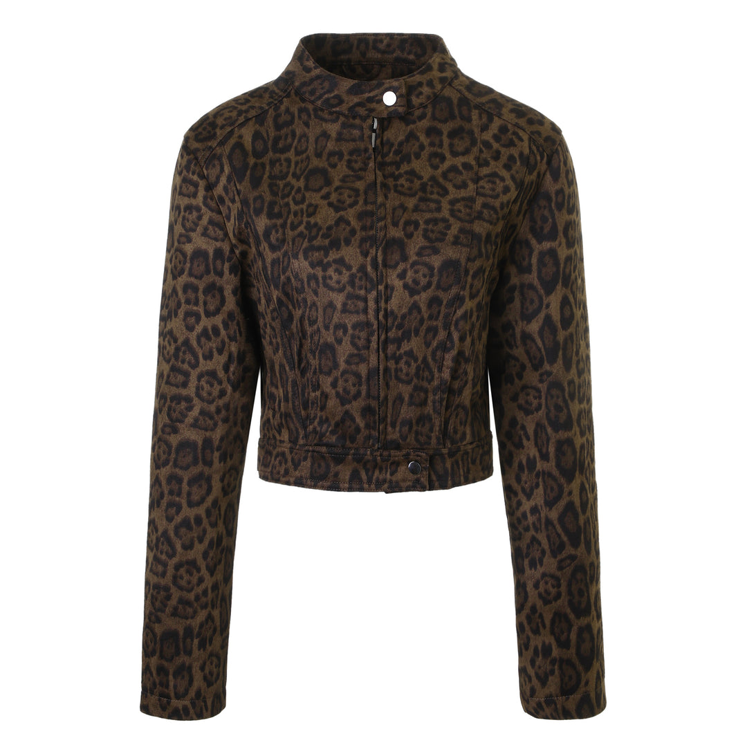 Damen Stylische Kurzjacke im Leopardenmuster Drune