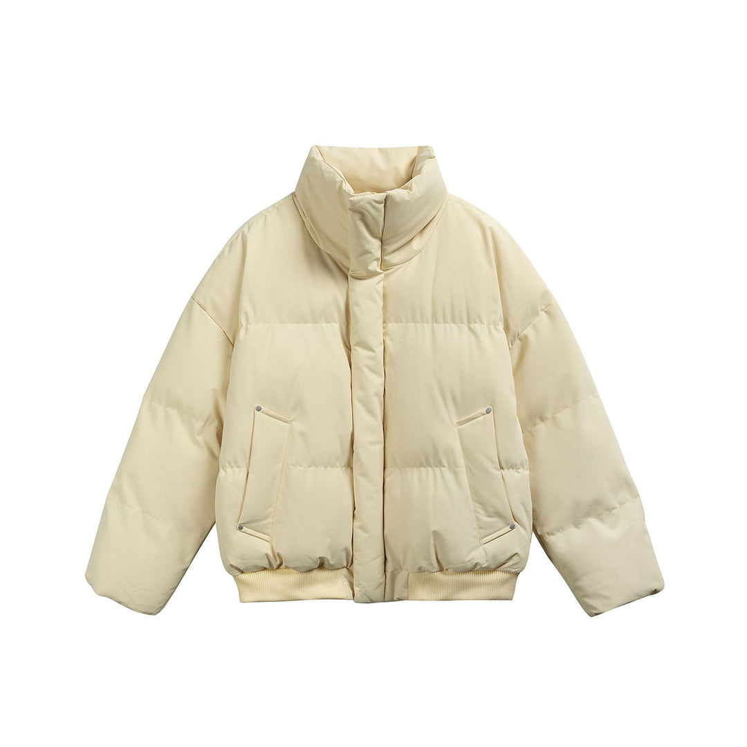 Damen Kurze wattierte Steppjacke im Boxy‑Cut mit hohem Stehkragen und Rippenbund Drune