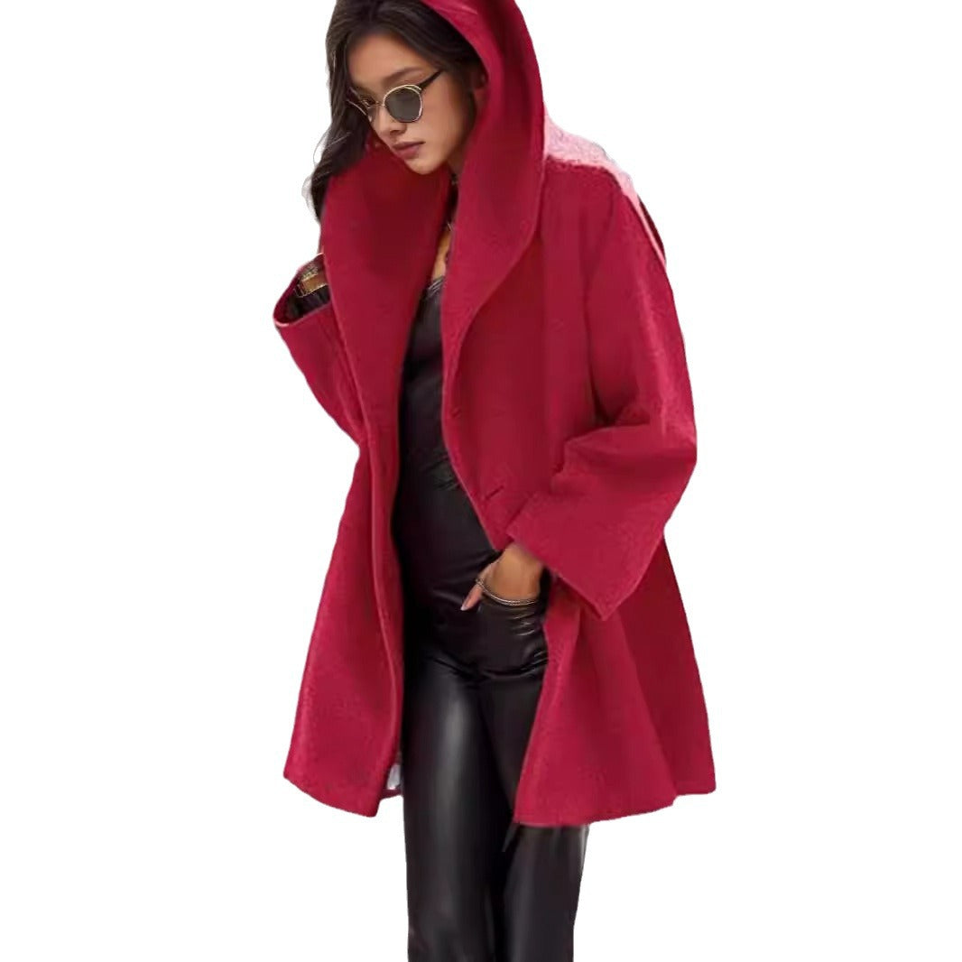 Damen Kapuzen-Teddycoat im Oversize‑A‑Linienschnitt mit überschnittenen Schultern Drune