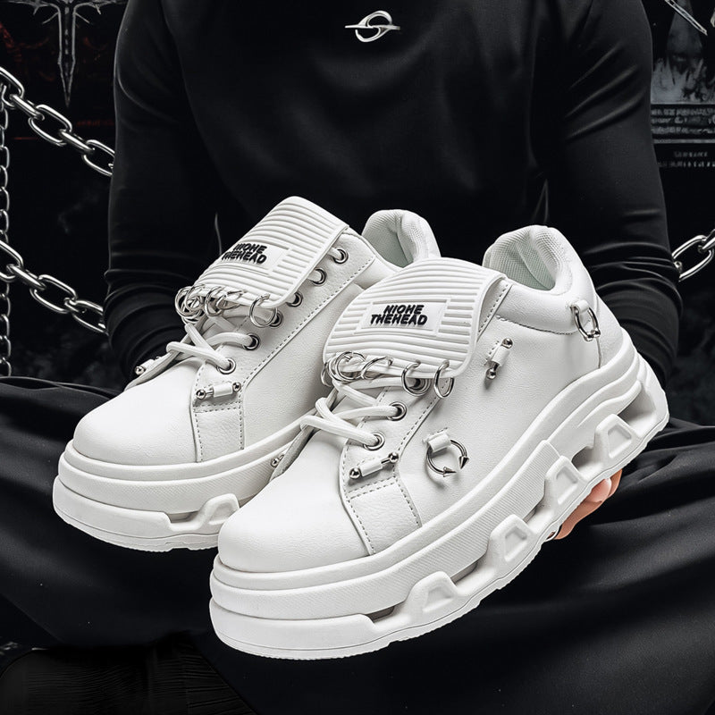 Unisex Plateau-Sneaker im Punk-Urban-Stil mit Metallringen und markanter Profilsohle Drune