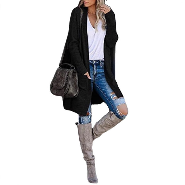 Damen Langer Strickcardigan mit offener Vorderseite und kuscheliger Textur Drune