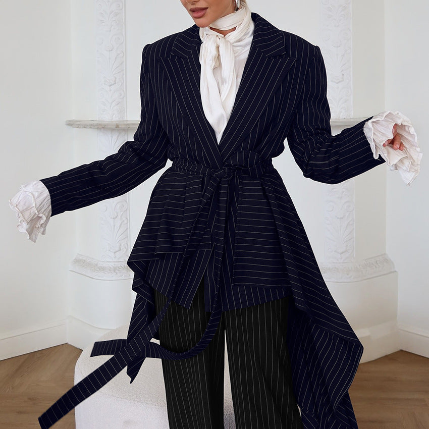 Damen Elegante taillierte Blazerjacke mit asymmetrischem Schnitt und Gürtel Drune