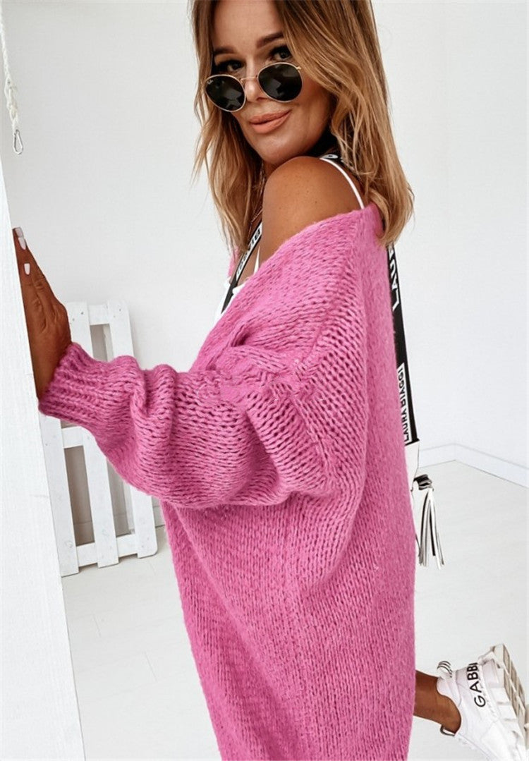 Damen Grober Strickcardigan mit voluminösen Ärmeln und offener Front Drune