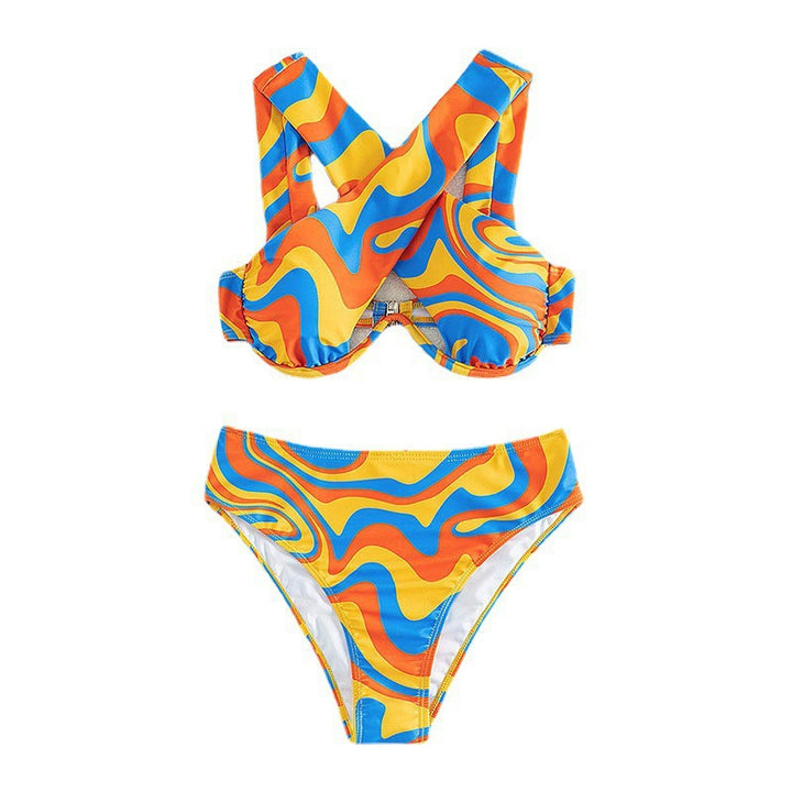 Damen Bikini-Set mit innovativem Racerback-Design und farbenfrohem Muster Drune