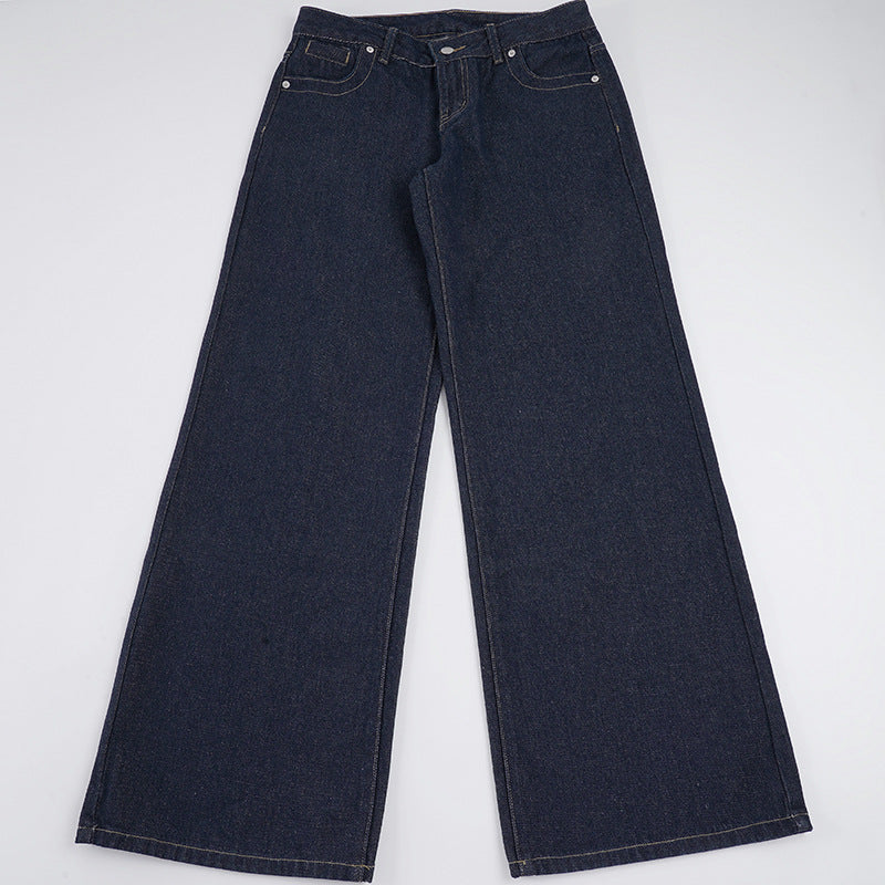 Damen Weite High‑Waist Five‑Pocket Denim-Jeans mit ausgestelltem Bein Drune