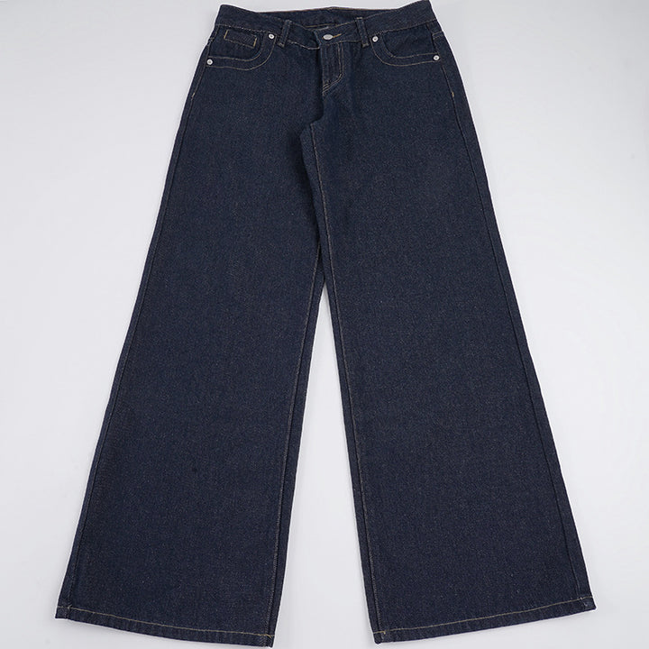 Damen Weite High‑Waist Five‑Pocket Denim-Jeans mit ausgestelltem Bein Drune