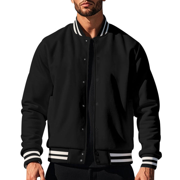 Herren nan College-Strickjacke im Retro-Look mit Rippkragen, Druckknopfverschluss und Eingrifftaschen Drune