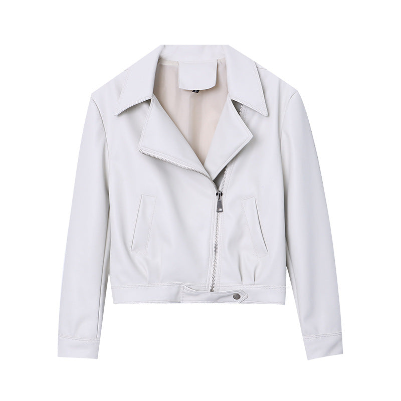 Damen modische Kunstlederjacke im Biker-Stil Drune