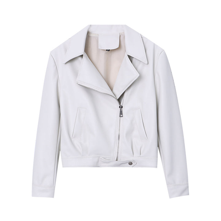 Damen modische Kunstlederjacke im Biker-Stil Drune