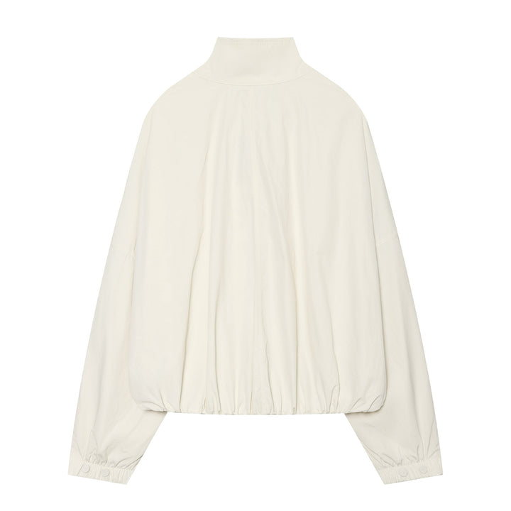 Damen Cropped Blousonjacke mit hohem Stehkragen, durchgehender Knopfleiste und elastischem Saum Drune