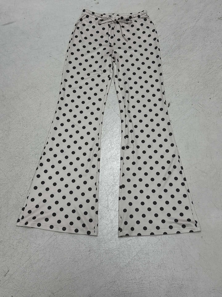 Damen nan ausgestellte Highwaist-Jerseyhose mit Punktmuster und Kordelzugbund Drune