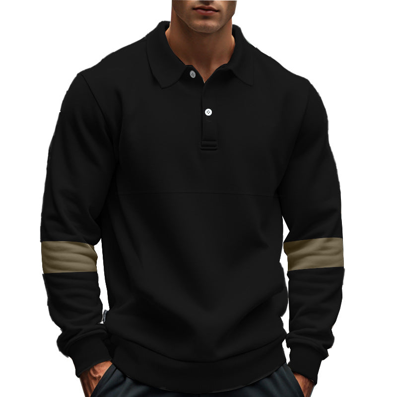 Herren modischer Langarmpullover mit poloartigen Details und kontrastierenden Ärmelbündchen Drune