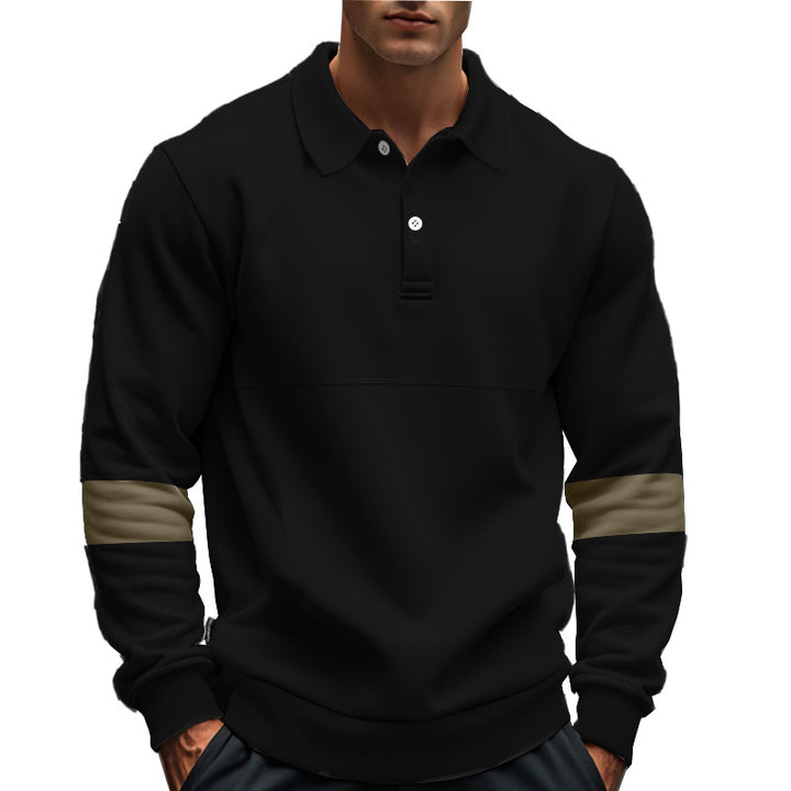 Herren modischer Langarmpullover mit poloartigen Details und kontrastierenden Ärmelbündchen Drune