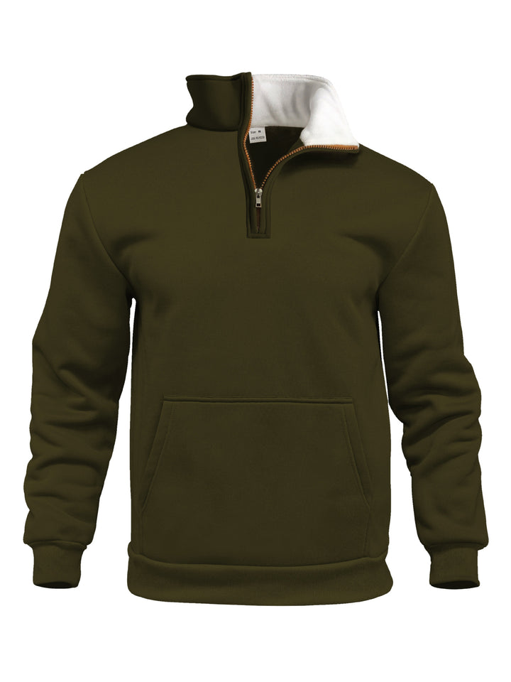 Herren sportlicher Kapuzenpullover mit halbem Reißverschluss und praktischer Kängurutasche Drune