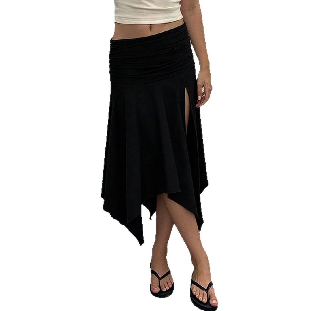 Damen asymmetrischer Wickelrock mit Rüschendetails Drune