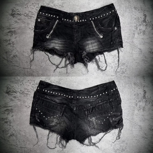 Damen Modische Destroyed Denim-Shorts mit Nieten Drune