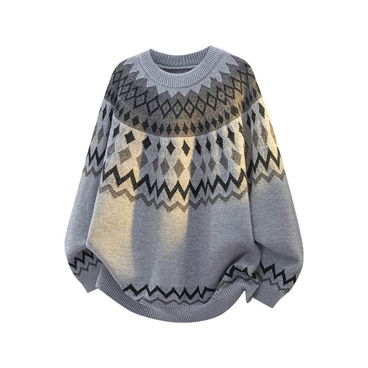 Damen Grobstrickpullover mit grafischem Muster Drune