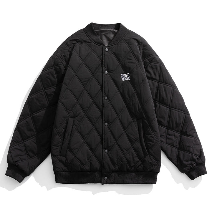 Unisex Gestepste Bomberjacke im Boxy‑Schnitt mit Stehkragen und Druckknopfleiste Drune