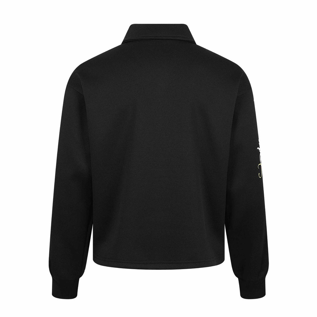 Unisex Langärmeliges Rugby-Poloshirt mit Stickereien und Kentkragen Drune