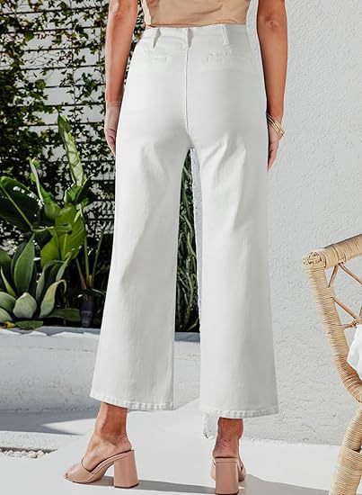 Damen High-Waist Jeans mit Knopfdetail und weitem Bein Drune