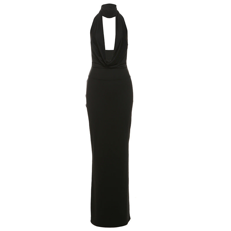 Damen Maxikleid mit elegantem Wasserfallausschnitt und figurbetontem Design Drune