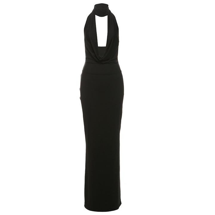 Damen Maxikleid mit elegantem Wasserfallausschnitt und figurbetontem Design Drune
