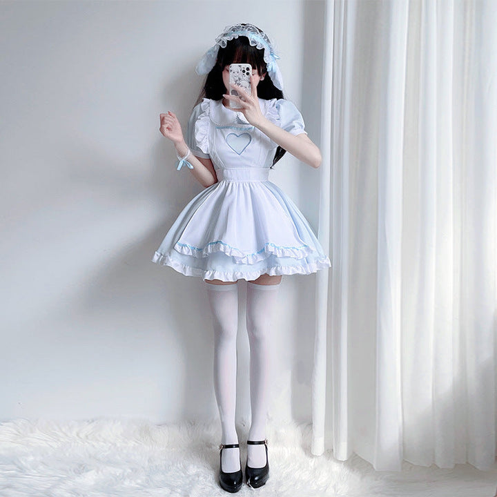 Damen verspieltes Kostümkleid im Lolita-Stil mit Rüschendetails und Kräuseln Drune