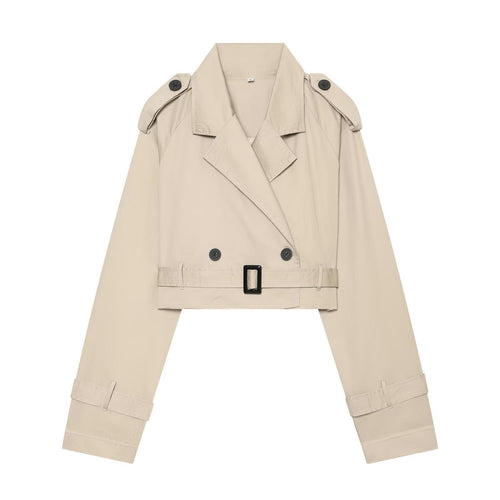 Damen Cropped‑Trenchjacke im Boxy‑Cropped‑Schnitt mit Schulterklappen und Taillengürtel Drune