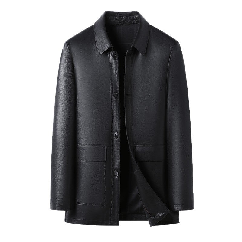 Herren Kunstlederjacke mit praktischen Taschen und modernem Schnitt Drune