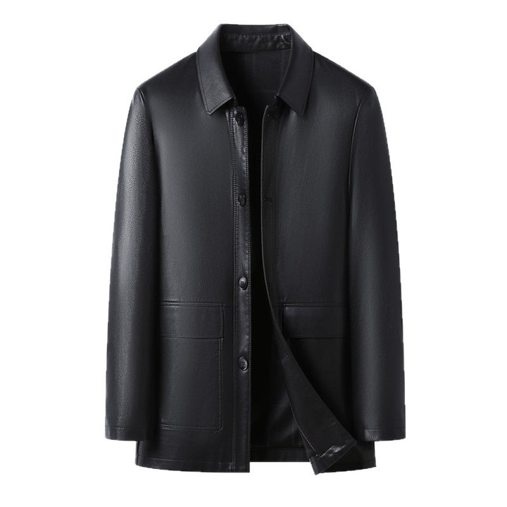 Herren Kunstlederjacke mit praktischen Taschen und modernem Schnitt Drune