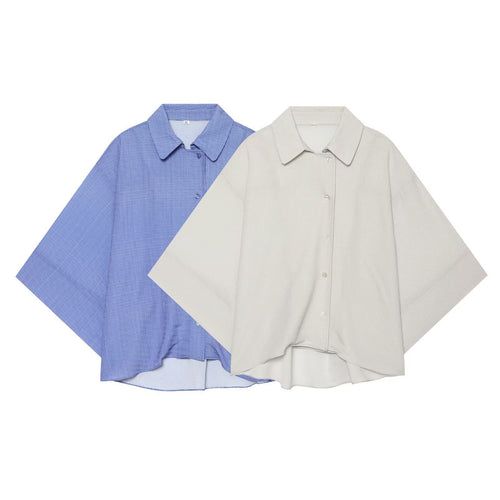 Damen Oversize-Bluse mit kastigem Schnitt und kurzen Fledermausärmeln Drune