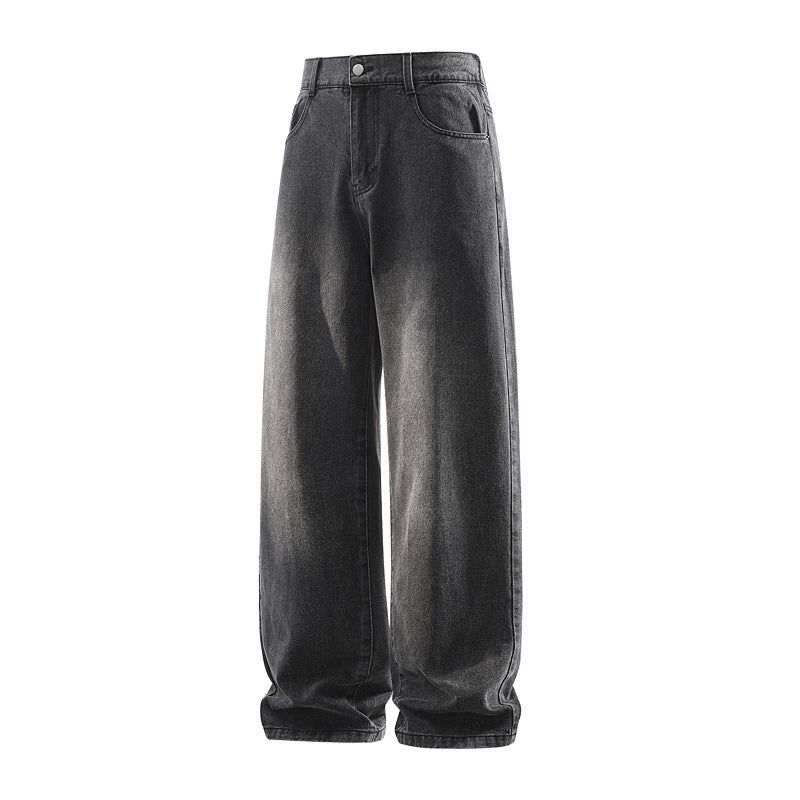 Damen Weite High‑Waist Baggy‑Jeans mit elastischem Bund und Used‑Look Drune