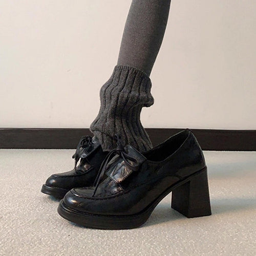 Damen elegante Schnürschuhe mit Blockabsatz Drune